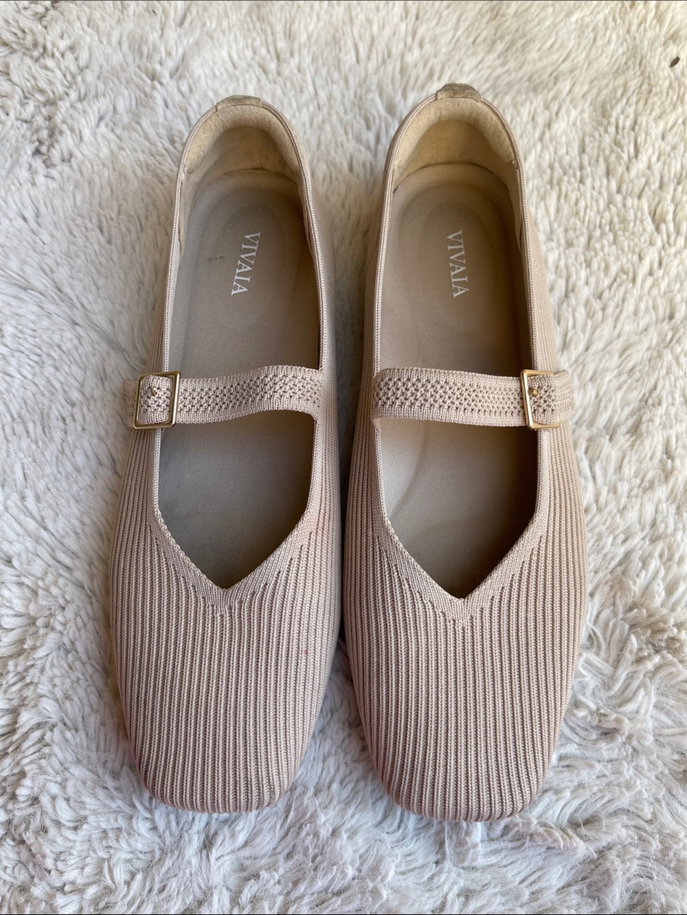Vivaia Margot Mary-Jane Square Toe Ballet Flats in Cream Size 39.5 - Picture 2 of 11
